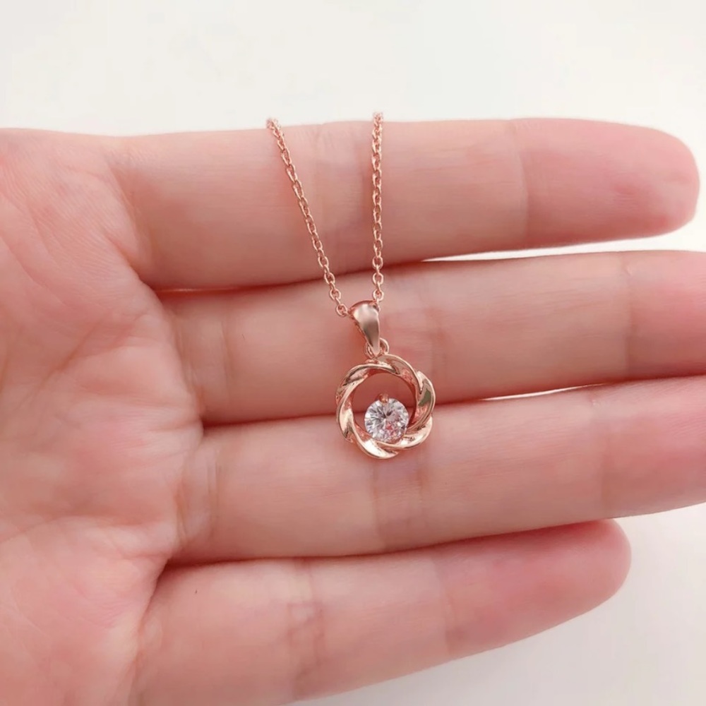 Double Fair Round Flower Necklace For Women Girls - Picture 3 of 4